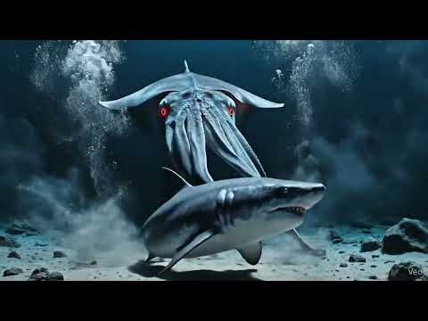 “Giant Squid vs Mega Shark — Deep Sea Battle in 4K!”