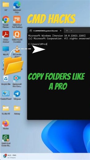 cmd hacks 💻 | Copy Any Folder Using Command Prompt #shorts #shortsfeed #cmd #windows #techlad