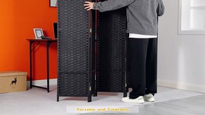 Room Divider 6 Panel Screen 5.6 Ft Tall Partition Room Dividers Beige Privacy Screens Folding Room Separation Free Standing Waterproof Wood Frame Wall Divider