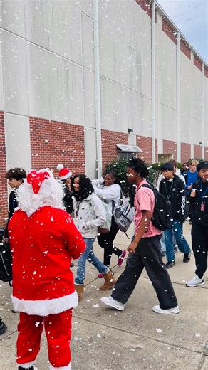 Winter Wonderland - Students at Riverside High School were not only greeted by a High-Fiving Principal, but Santa Claus himself and Falling Snow! #WarriorGrit #ReachingHigherStandards Greenville County Schools | Riverside High School - South Carolina
