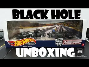 Unboxing Hot Wheels Black Hole Team Transport set with 55 Chevy Gasser, 66 Super Nova, & 65 Comet