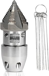 3/8 NPT Sewer Jetter Rotating Nozzle - Stainless Steel, Drain Pipe Cleaning Nozzle for 40 L/min Pressure Washer Cleaning (Black Head)