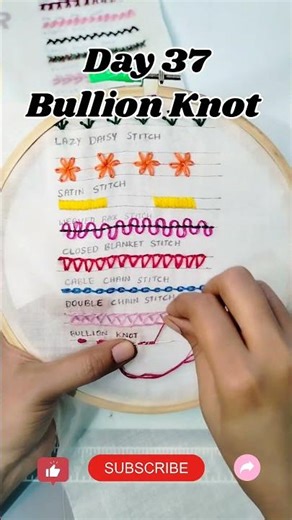 #Day37 /75. #BULLIONKNOT Embroidery 75-Days Challenge:Master the Art of 🪡in75 Days.