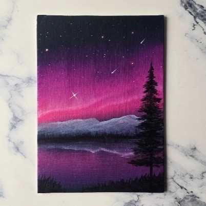 3.4K views · 105 reactions | Pink & Purple Aurora Night Sky | Easy Acrylic Painting for Beginners #AcrylicPainting #PaintingForBeginners #DIYPainting #AuroraPainting #ArtTutorial #NightSkyArt | Jay Lee Paintings | Facebook