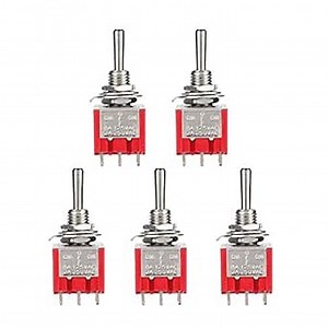 Focket 5Pcs MTS-303 3PDT 3 Position 9 Pin Mini Toggle Switch ON-Off-None Panel Mount Screw Terminal Type