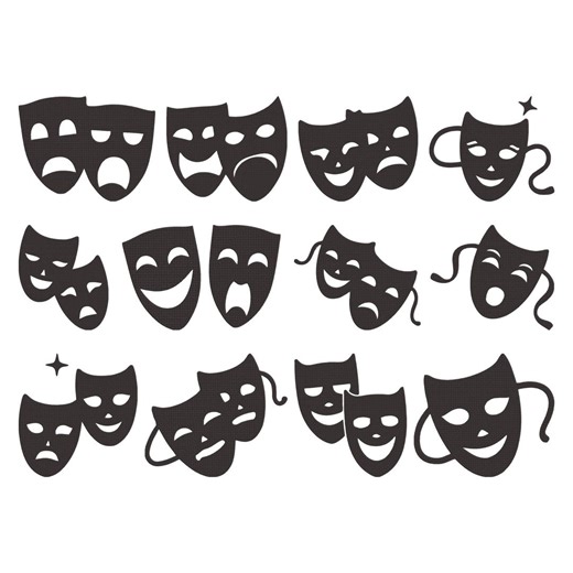 Drama Mask Face Embroidery Design, Theater Face Embroidery Machine Embroidery File, 12 Design, 9 Size, Instant Download - Etsy