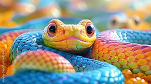 video of Cute bright cartoon childish snake