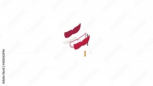 Red mask on a stick icon animation isometric best object on white backgound