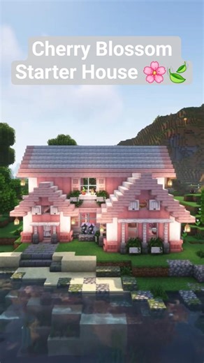 Minecraft Easy Starter House Tutorial 🌸 Cherry Blossom Survival Build #shorts #minecraft