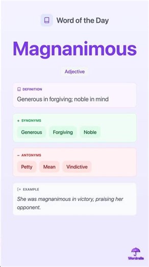 MAGNANIMOUS - Word of the Day | Learn English Vocabulary | Wordrella