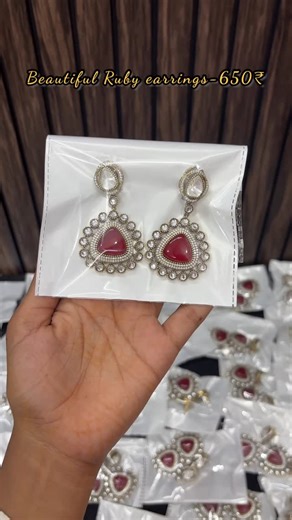 Sajana™ by Shagun🧿 on Instagram: "Beautiful Ruby earrings-650₹ earrings available on website www.sajanabyshagun.com link is in bio or whtasapp 7060312229📲"