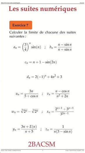 Exercice 7 Les suites numeriques 2BACSM Maths space2study M2BSMS2v17