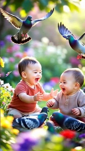 Cutest Babies Playing With Pigeons in the Garden | Pure Joy and Giggles