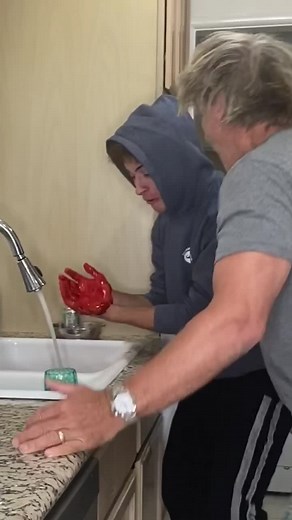 Garbage disposal prank 😂 dad didn’t see that coming at the end #prank @adamguildlol