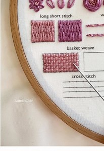 How to do a basket weave stitch ✨ —Learn basic embroidery stitches 19/20. Pattern available on my Etsy (https://luneandher.etsy.com) 🎀 #handembroidery #embroiderytutorial