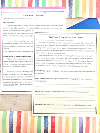 Erosion and Human Impact NGSS Lesson Lab and Reading Project Soil Loss