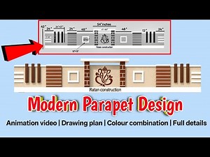 Modern Parapet Design | Drawing plan | Colour combination | 3d parapet wall design | video n. 1045