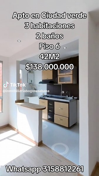 Apto en venta en Ciudad Verde - 3 habitaciones, 2 baños