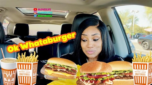 First time tasting Whataburger with excitement