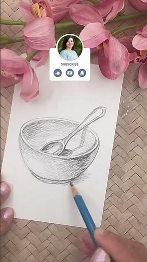 How to Draw a Bowl & Spoon ✏️ | Easy Still Life Sketch