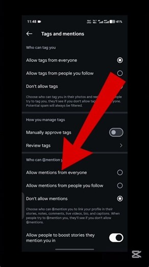 How to allow mentions from everyone on Instagram #shorts #ytshorts #instagram