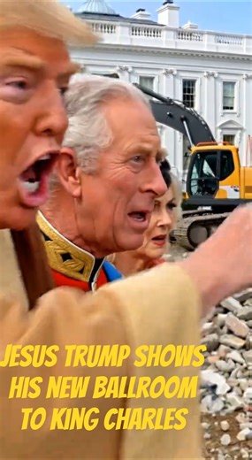 Jesus Trump Gaffe Showing Ballroom to King Charles, US state visit British Royals Parody Comedy