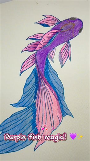 “Betta Fish Drawing – Soft Colors & Flowing Fins” #kidsart #drawing #creativevideo #artshorts #fish