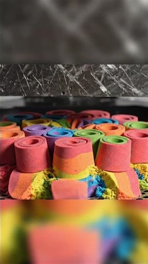 Wait for the Rainbow Crush... 🌈💥 #hydraulicpress #oddlysatisfying #shorts