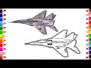 Fighter jet drawing step by step - Fighter jet coloring pages