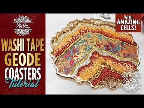 Washi Tape GEODE Coasters with Cool Cell Effect! Epoxy Resin Coaster Tutorial by LiaDia Designs