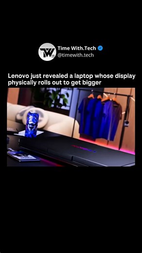 Artificial Intelligence | Technology on Instagram: "LENOVO JUST REINVENTED THE LAPTOP SCREEN Lenovo revealed a laptop with a rollable display that physically expands when you need more workspace. Instead of carrying a bigger laptop, the screen grows on demand - giving you extra vertical space for documents, spreadsheets, editing, and multitasking. Supporters say this could be the future of portable productivity, solving the biggest laptop limitation: screen size. Critics point to durability conc