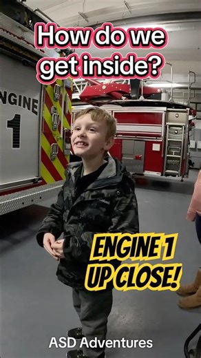 Getting an up close experience with Fire Engine 1 at the Fire Department! #firetruck #firestation