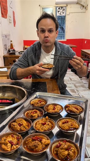 Trevor James on Instagram: "Classic Sichuan chili oil brain, right here in chongqing, coming up on the channel for “most unique foods in China”, would you try? I actually really enjoyed it!"