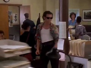 Jim Carrey walking in meme with ZZ top