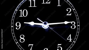 Time forwards and backwards. Timelapse clockface with hands going forwards to 12.00 into the future then backwards into the past. Going forward in time and back in time.