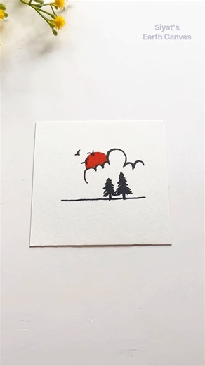 Chinese Ink Painting Style 🌲 Minimalist Forest Scene | Easy Sumi-e Technique #art #learntopaint