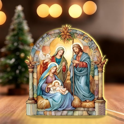 Custom Nativity Scene LED Light Box L Personalized Name Lamp, 3D Effect Warm New Born Light Box, Nativity Scene Night Light for Nursery - Etsy
