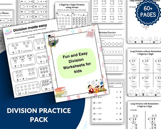 Division Worksheets and Math Charts for Kids Classroom & Home Learning - Etsy Australia