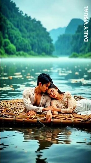 ASMR Romantic Rain Scene | Couple Lying on Bamboo Raft | Peaceful Love & Relaxing Rain Sounds