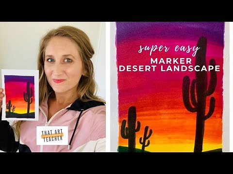 Easy Desert Sunset Landscape | Marker Tutorial for Beginners