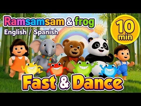 🎈A Ram Sam Sam & 5 Little Frogs 🐸 10min | Dance & Fast | Bilingual (English & Spanish) | Solunacoco