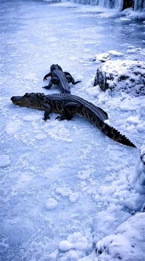 Gators in Missouri?!? 🧊🐊 With single-digit temperatures freezing Joplin’s Grand Falls solid, visitors this afternoon spotted something no one had on their winter bingo card — two alligators on the ice, briefly squaring up before sliding apart and going their separate ways. Wildlife officials say extreme cold can slow reptiles way down, making encounters look far more dramatic (and dangerous) than they really are. Only in Missouri do single digits freeze a waterfall… and still somehow not rule 