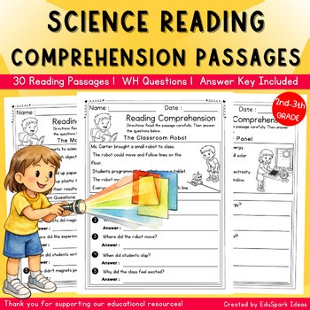STEM Reading Comprehension Passages | WH Questions Worksheets Grade 2–3