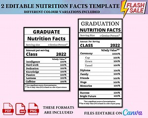Graduate Nutrition Facts Template | Editable Label (canva, Instant Download) - Etsy