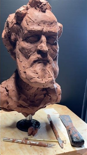 Work in progress. Day 2 of working on this clay portrait.