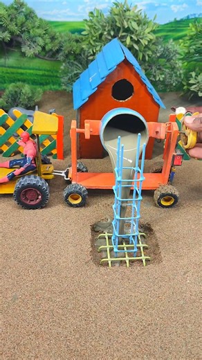 🔥 Mini Tractor REAL Cement Pillar Making 😱 | DIY Working Model #shorts #youtubeshorts