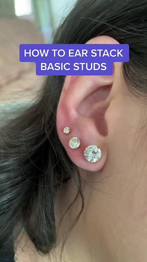 HOW TO EAR STACK BASIC STUDS #jewelry #earrings #styletips #piercings #jewelrytips #earstack