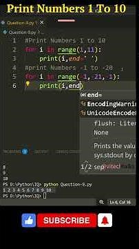 Question-9 | Print Numbers 1 to 20 & -1 to -20 in Python! 🔥 #vitechtalks #coding #sqlinterview
