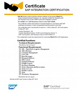 Resolv Desktop & Mobility Has Been Awarded SAP Integration Certification With SAP Business One 9.3 for Both SAP HANA and MS-SQL