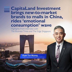 In an interview with The Business Times and The Edge Singapore, Puah Tze Shyang, CEO of CapitaLand Investment (China) outlined how #CLI is transforming its retail management into a dynamic, consumer-centric model amidst China’s evolving retail landscape. Highlights from CLI’s playbook for China retail: ✅Refreshed retail offerings: Staying ahead of rapidly evolving consumer trends with new offerings. ✅Market-making, not market-taking: Introducing new-to-market brands and establishing CLI’s retail